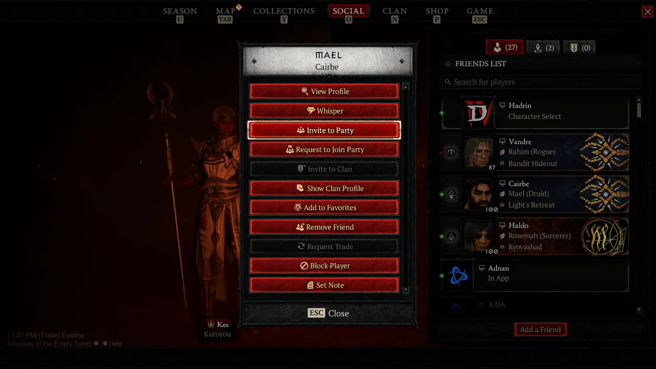 Diablo 4 zapraszanie do grupy