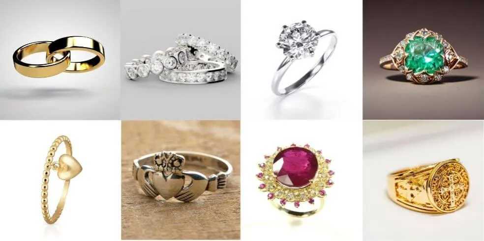 R&oacute;żne style pierścionk&oacute;w typu obrączka