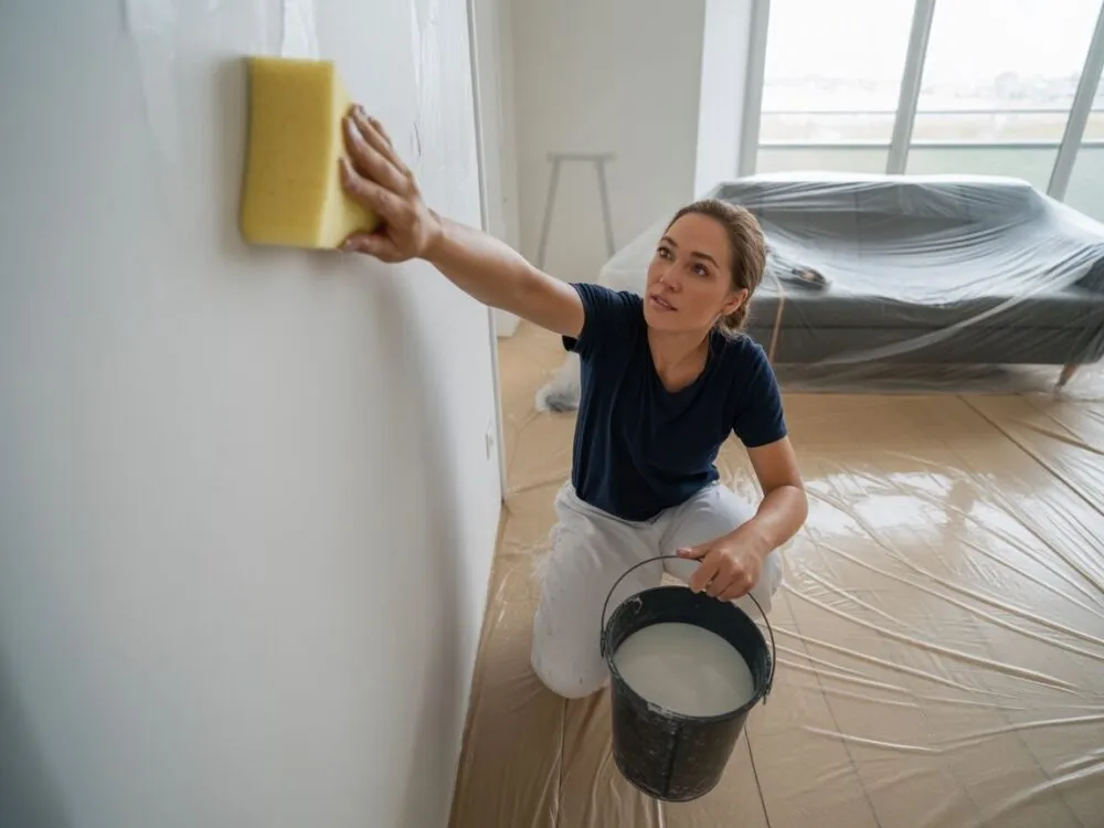 Ściana po umyciu i przygotowaniu do malowania