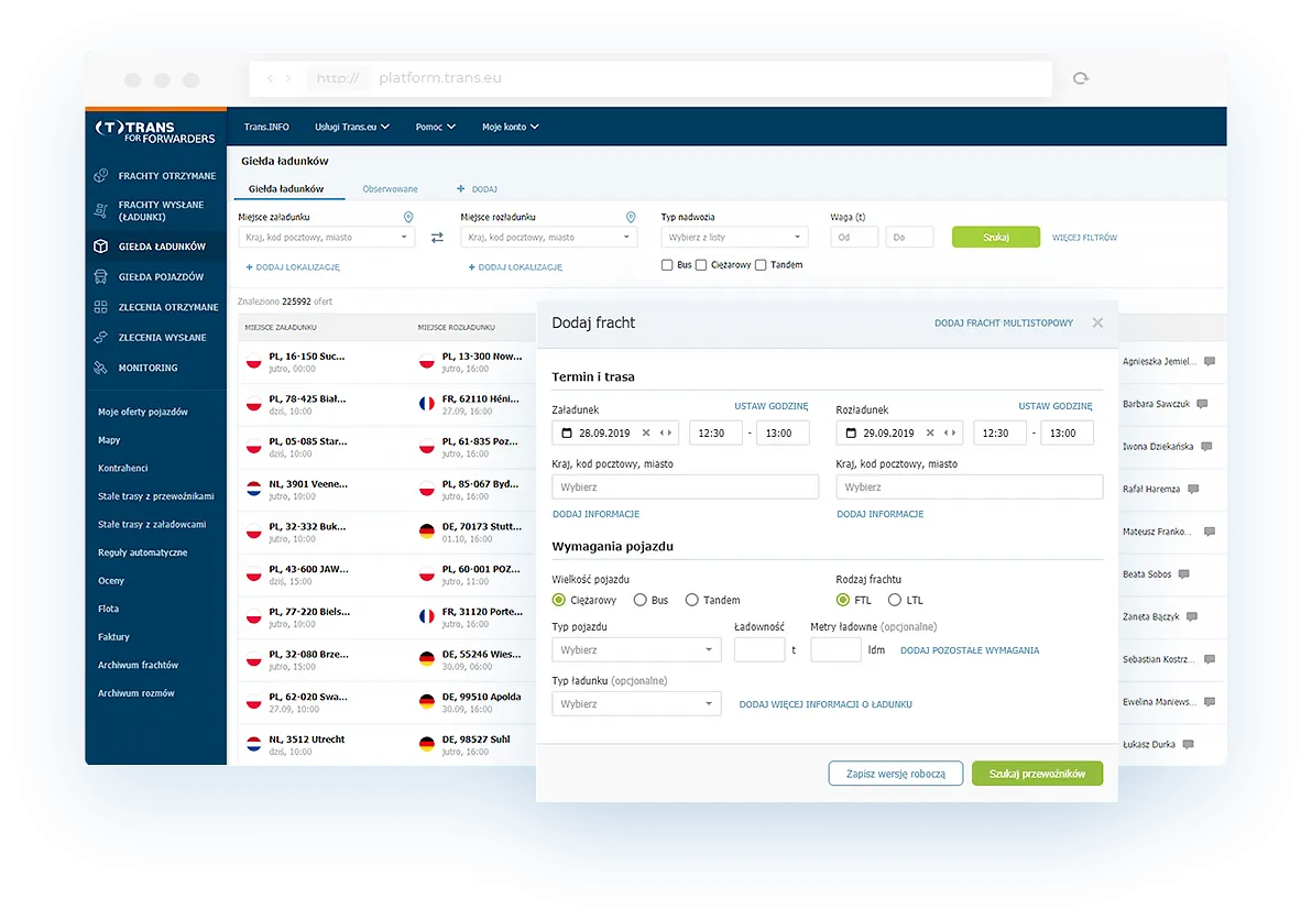 Giełdy transportowe i platformy spedycyjne