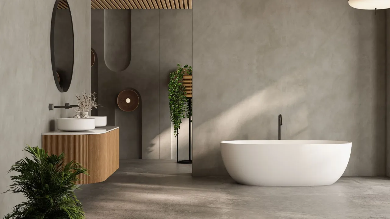 Nowoczesna łazienka bez płytek, inspiracje