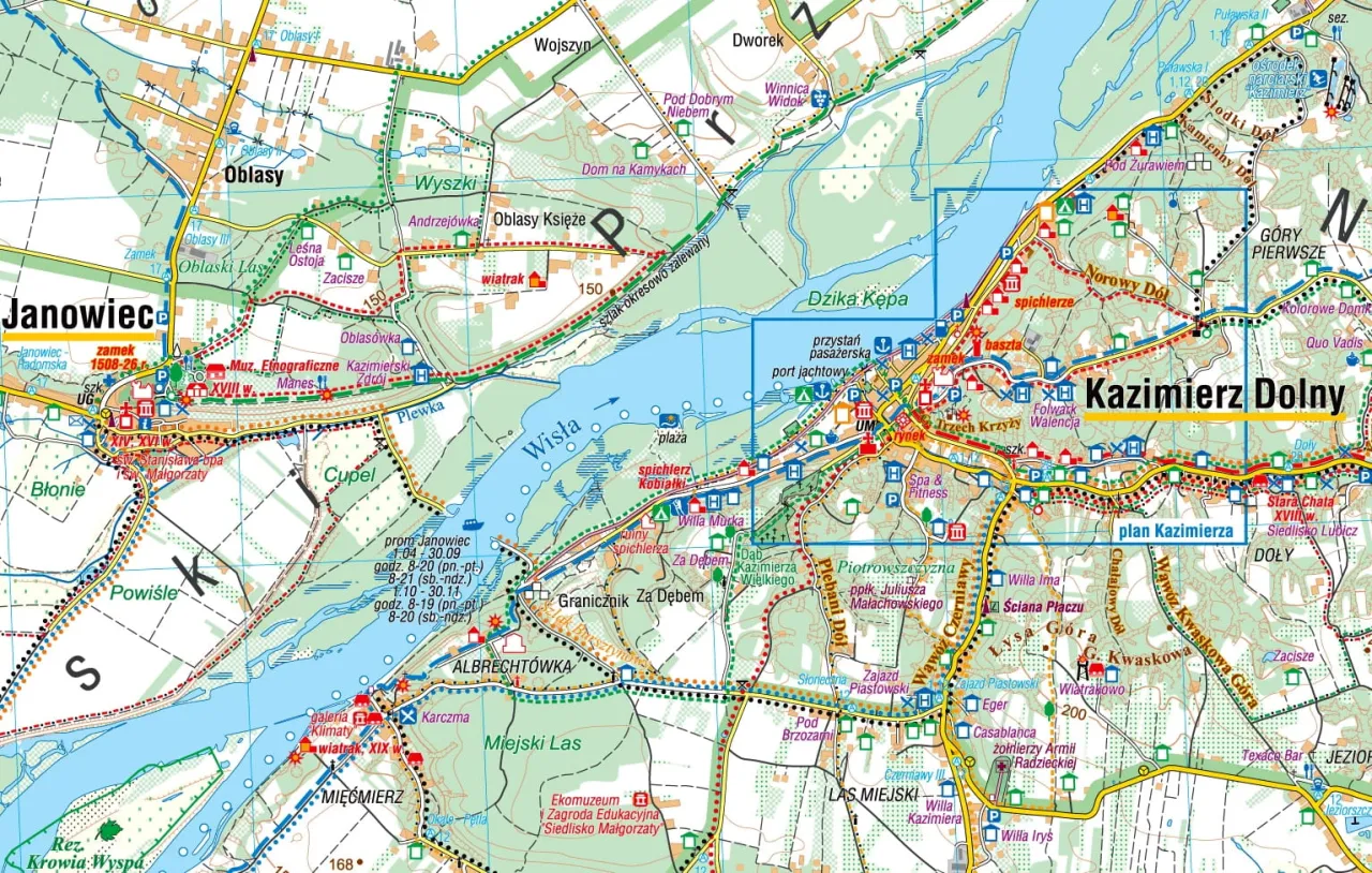 Mapa trasy motocyklowej Kazimierz Dolny Nałęcz&oacute;w