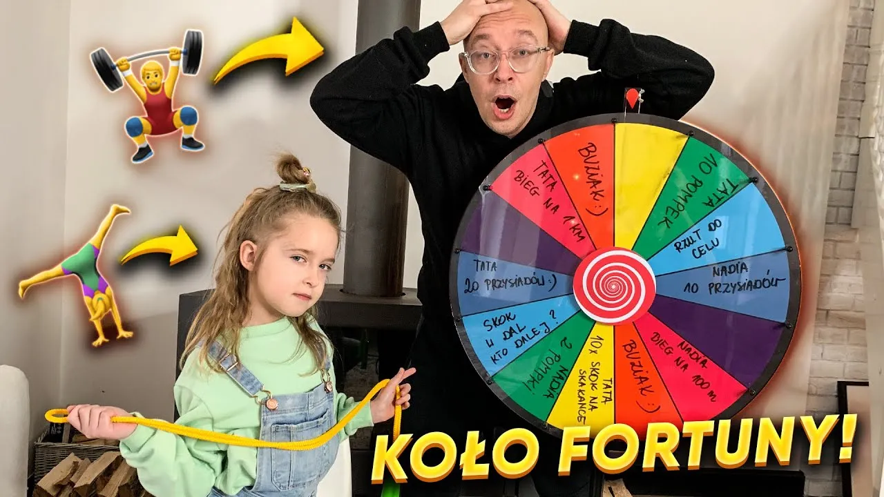dzieci bawiące się kołem fortuny z zadaniami
