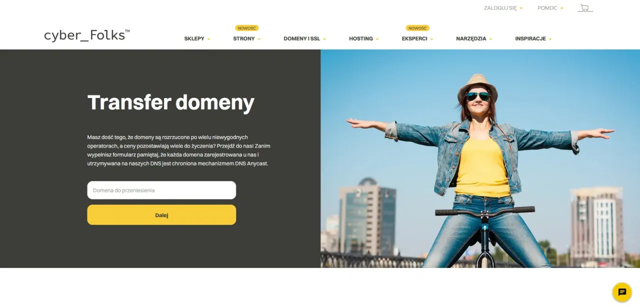 Chcesz wiedzieć, jak przenieść domenę? Strona cyber_Folks oferuje prosty formularz do transferu.