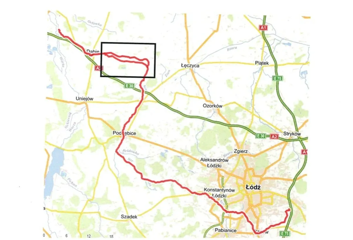 Mapa rzek wojew&oacute;dztwa ł&oacute;dzkiego