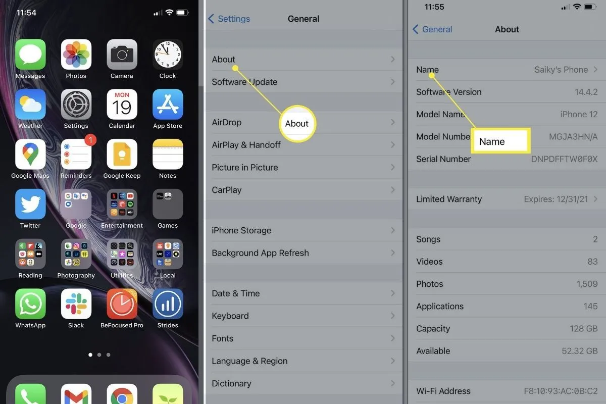 iphone bluetooth settings rename device