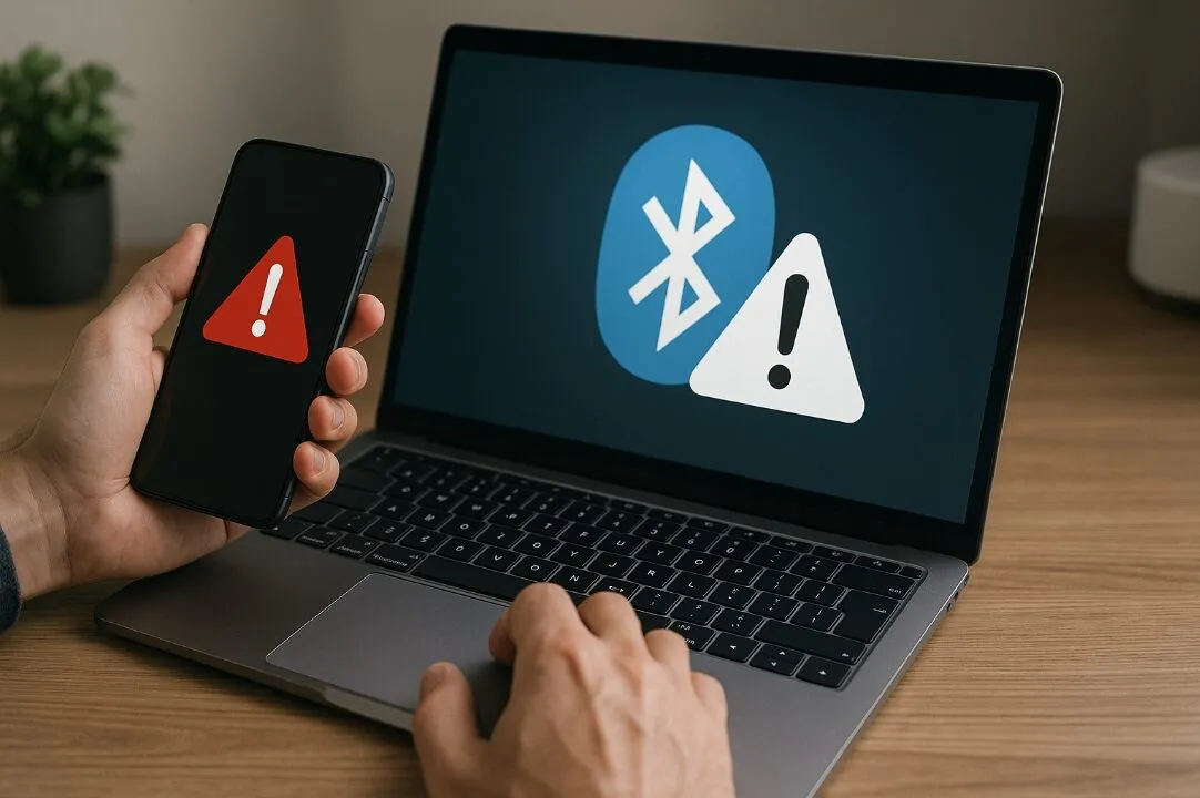 Osoba sfrustrowana problemami z połączeniem Bluetooth