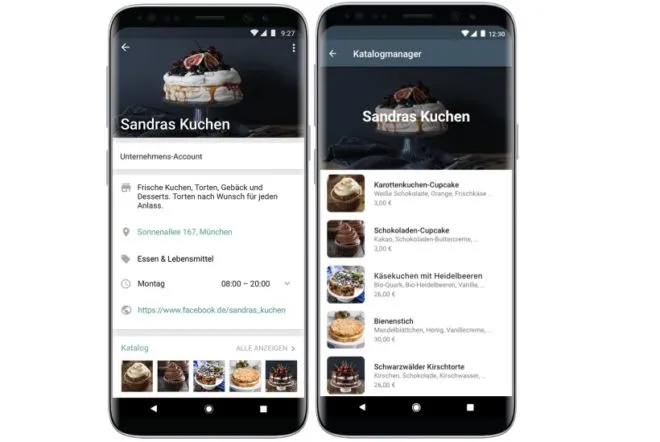 WhatsApp Business Katalog Beispiel