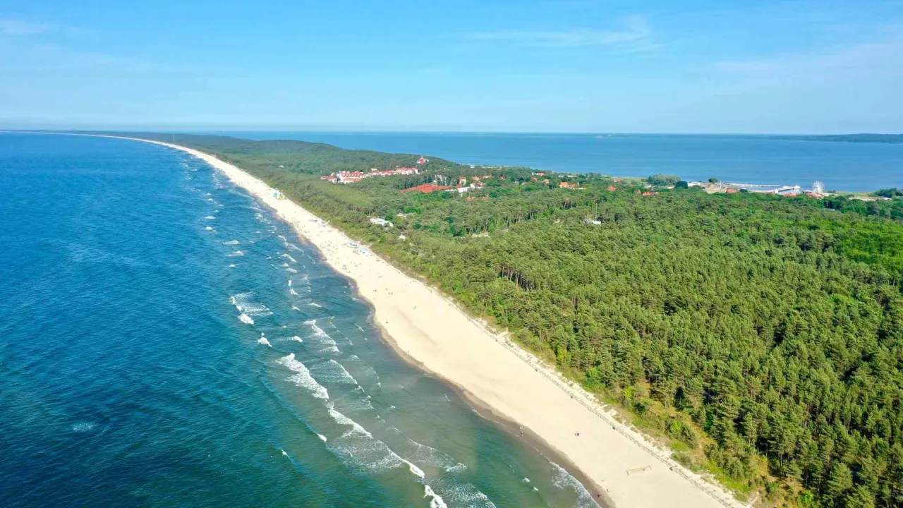 Krynica Morska plaża i morze z lotu ptaka