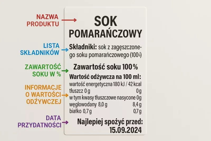 jak czytać etykiety na sokach nektarach napojach