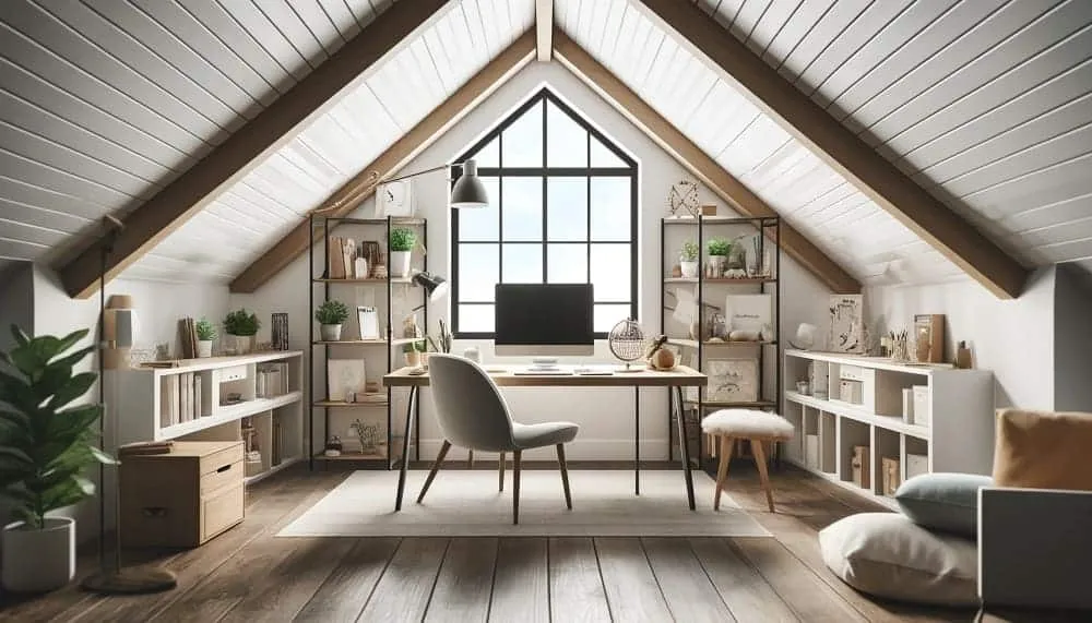 domowe biuro poddasze skosy inspiracje