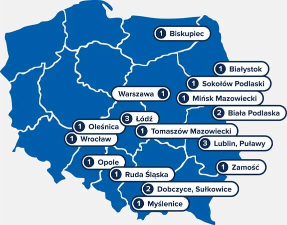 Mapa Polski punkty protetyki słuchu serwisy aparatów słuchowych