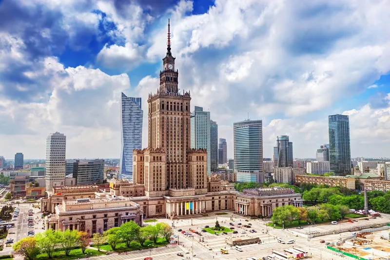 Warszawa panorama centrum miasta dzień