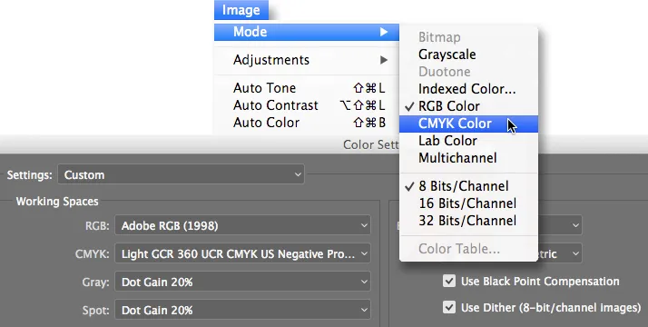 Photoshop CMYK settings for print