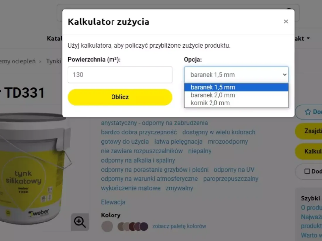 kalkulator zużycia tynku