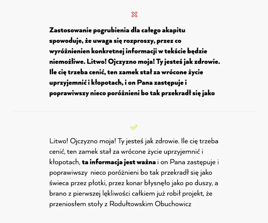 przykład źle sformatowanego zaproszenia ściana tekstu