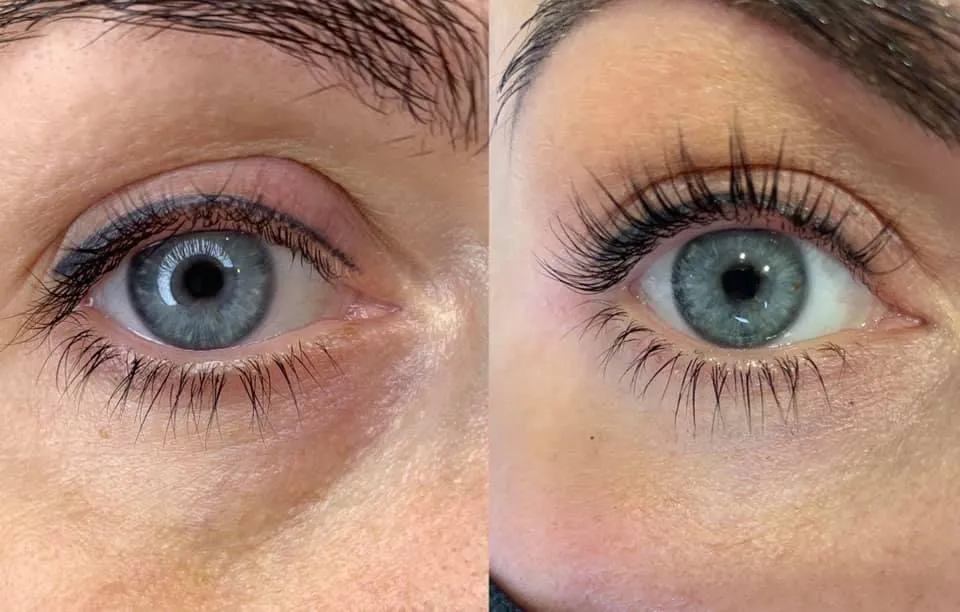 laminacja rzęs przed i po