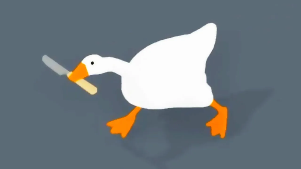 Untitled Goose Game gęś z nożem mem