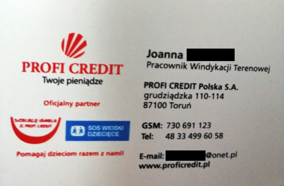 identyfikator windykator Profi Credit