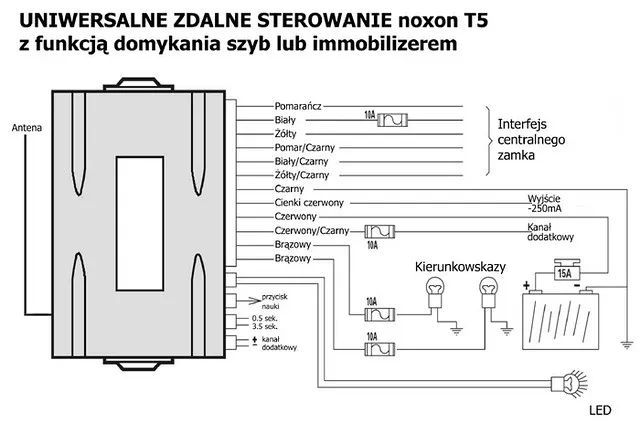 schemat podłączenia uniwersalnego centralnego zamka