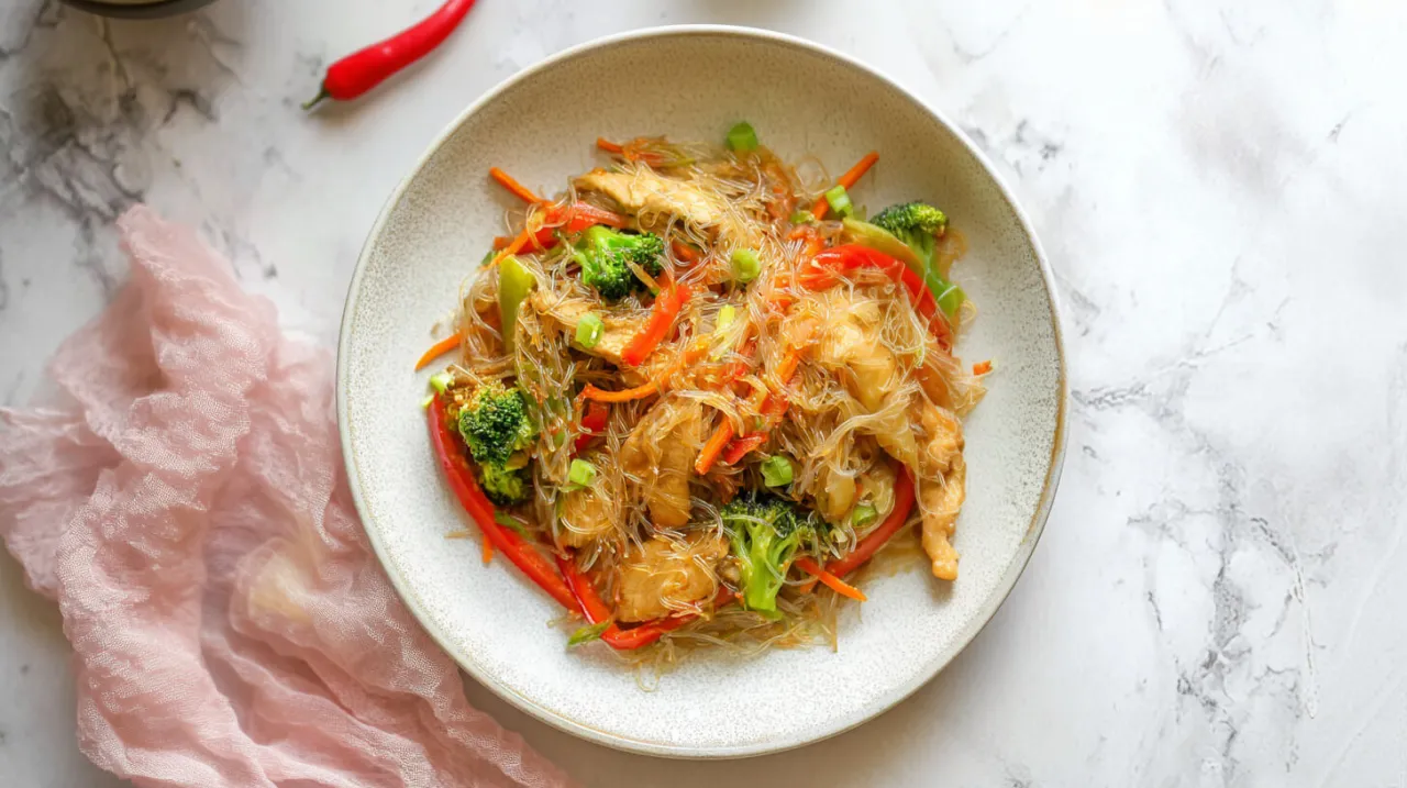 Makaron sojowy jak gotować: pyszne danie z kurczakiem, brokułami i papryką.