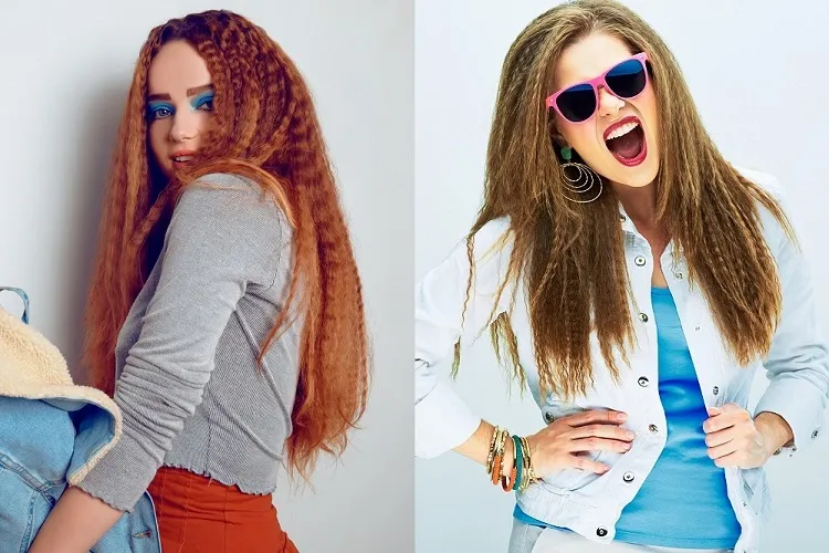 Fryzury lata 90. karbowane włosy kucyki spinki motylki