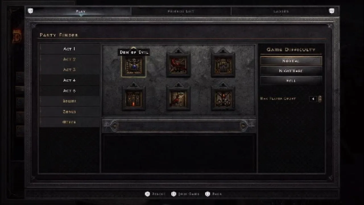 Diablo 2 Resurrected PS4 ekran zapraszania znajomych