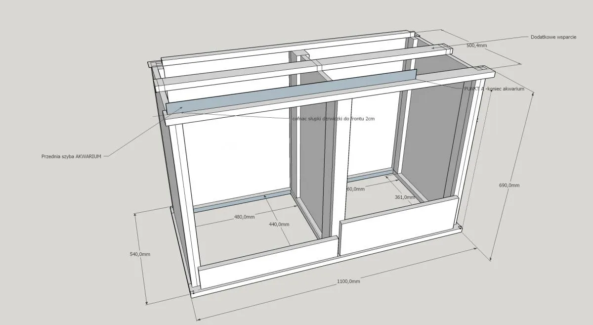 Konstrukcja szafki pod akwarium schemat