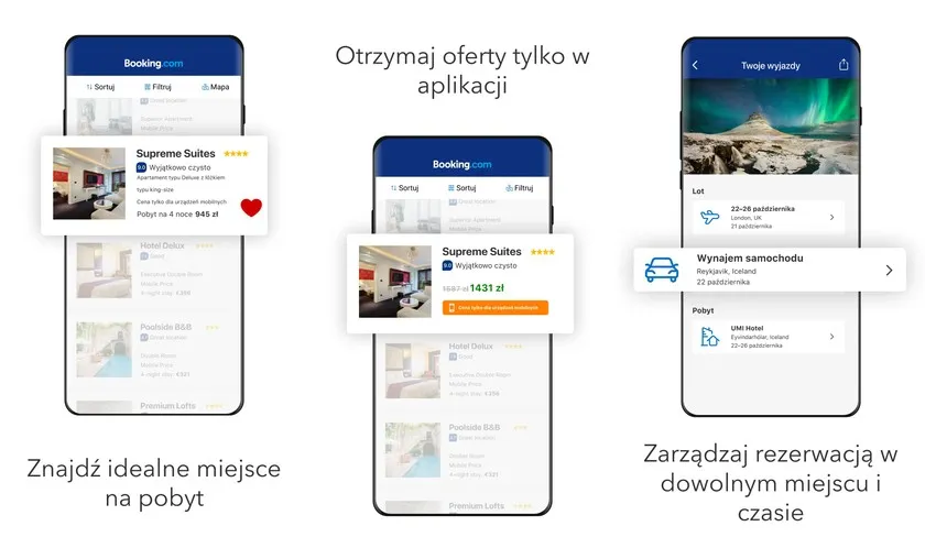 różne ikony aplikacji do rezerwacji noclegów