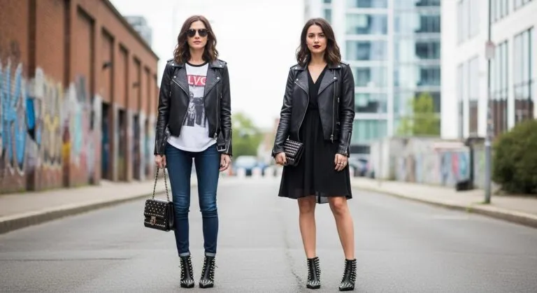 stylizacje z botkami z ćwiekami i ramoneską