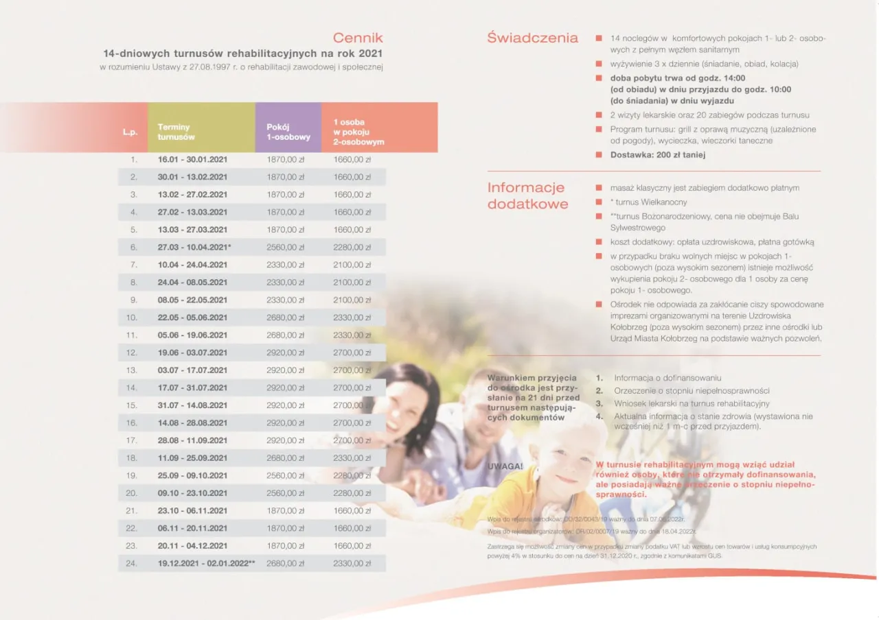 oferty SPA Kołobrzeg, cennik zabiegów spa