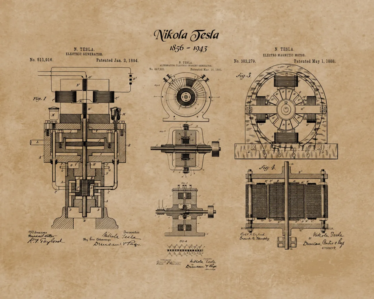 Nikola Tesla silnik indukcyjny schemat