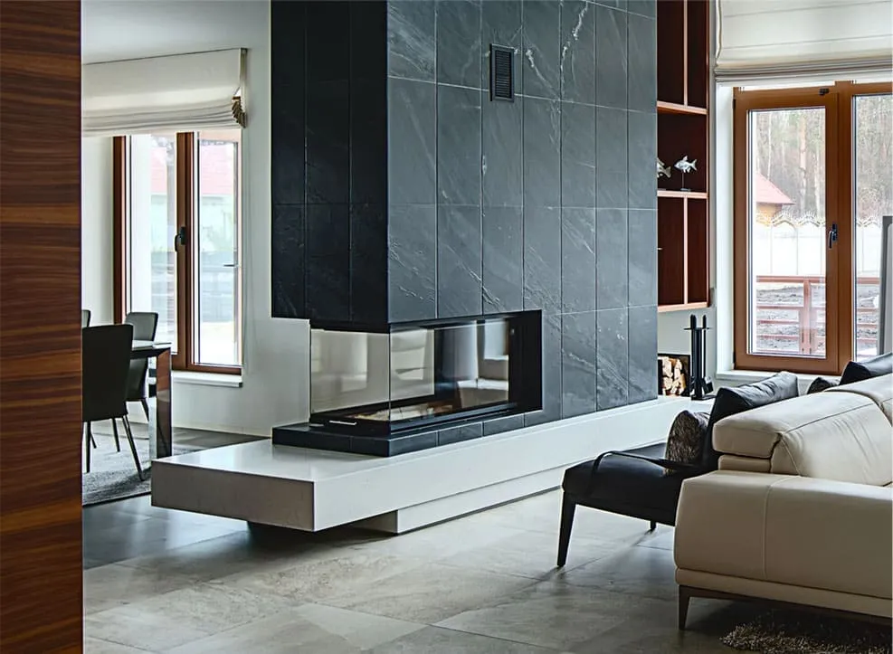 różne style obudowy kominka z płaszczem wodnym