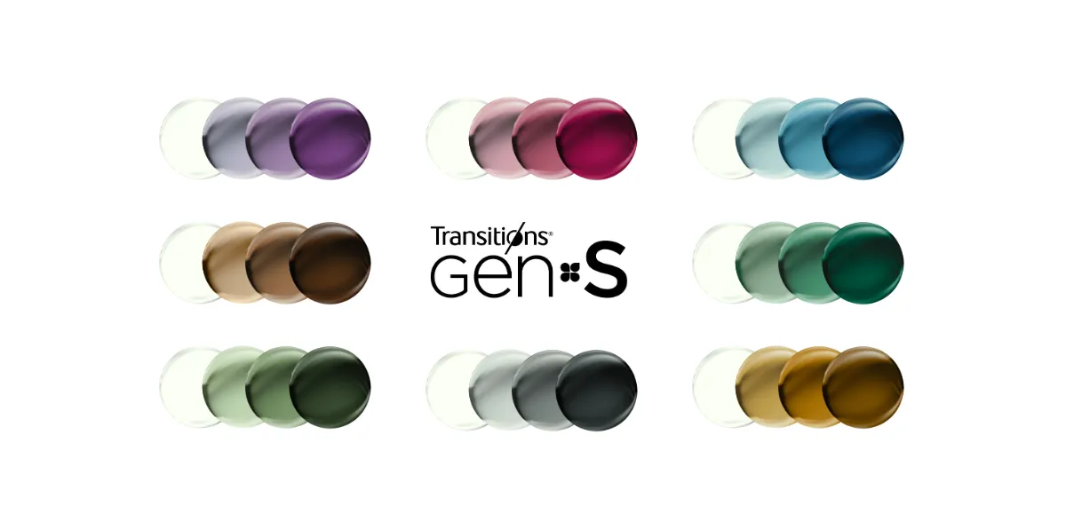 kolory soczewek fotochromowych szary brązowy zielony / photochromic lens colors gray brown green