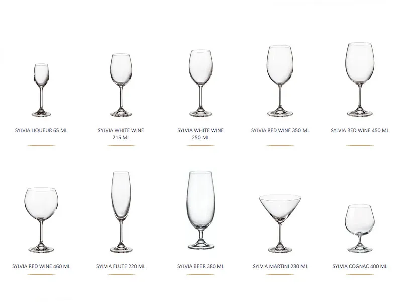 r&oacute;żne kształty kieliszk&oacute;w do nalewek