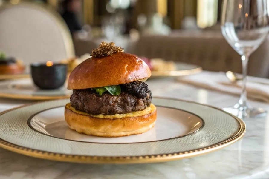 luksusowy burger z wołowiną wagyu i złotem