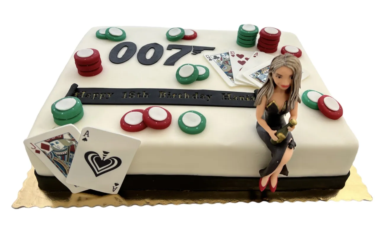 Tort na 18. urodziny Hani w stylu Jamesa Bonda. Ile kosztuje 18 na 20 osób? Ten tort to idealna propozycja na przyjęcie.