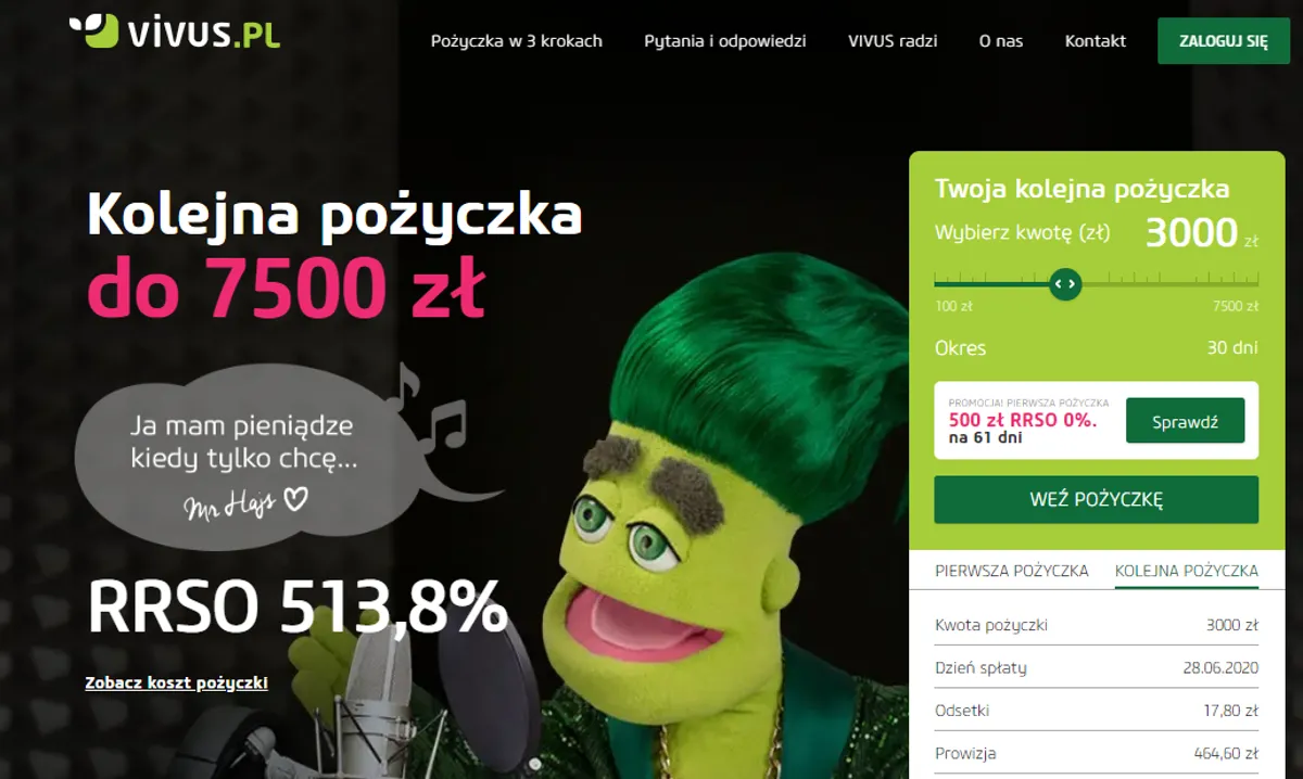 maksymalny limit pożyczki vivus