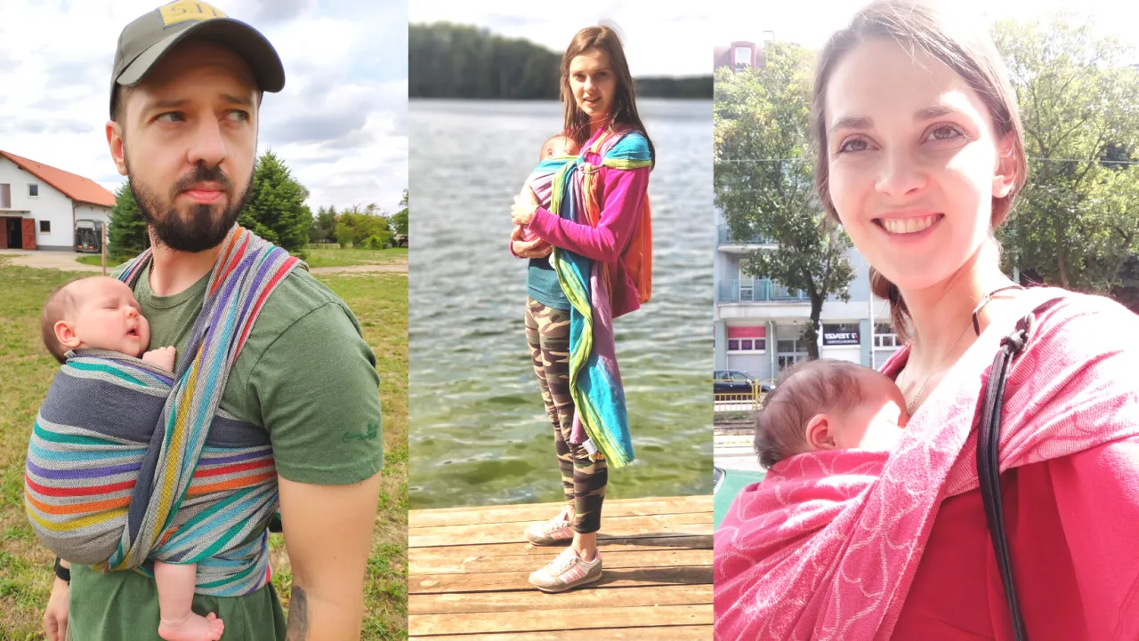 rodzic noszący dziecko w chuście