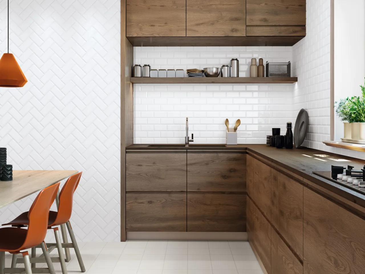 kuchnia z malowanymi płytkami inspiracje kolory