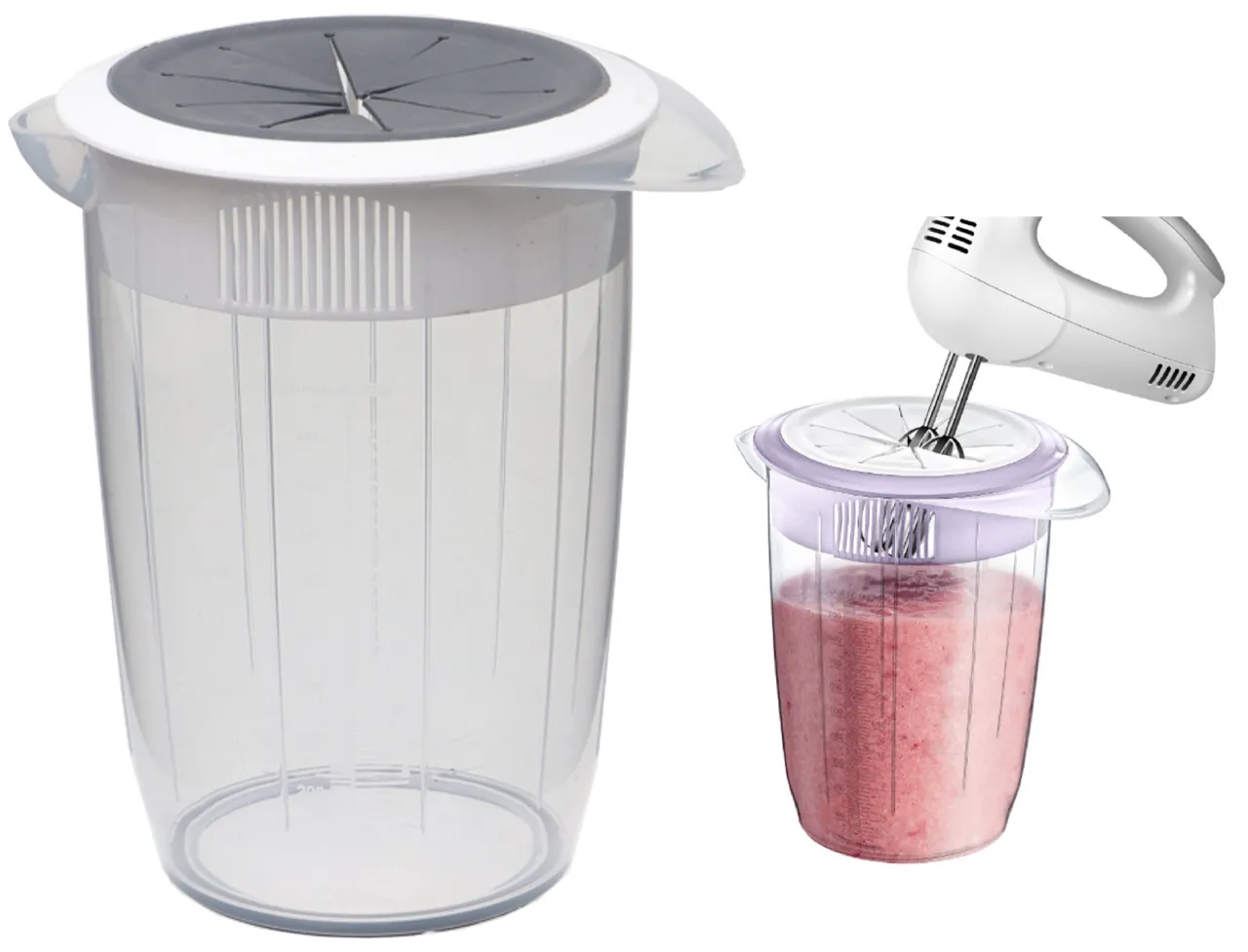 pojemniki na koktajl z miarką, uchwytem, szerokim ustnikiem