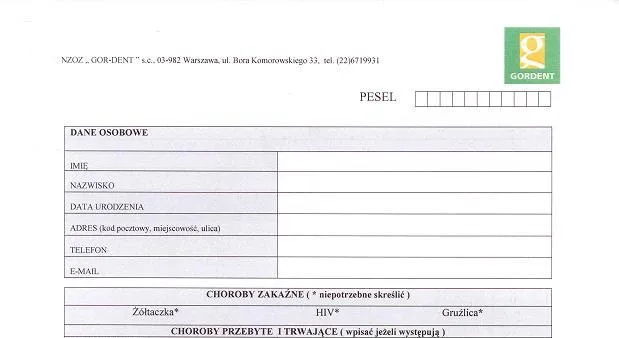 przykładowa dokumentacja medyczna