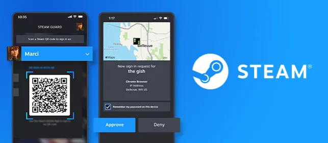 Steam Guard logo i telefon