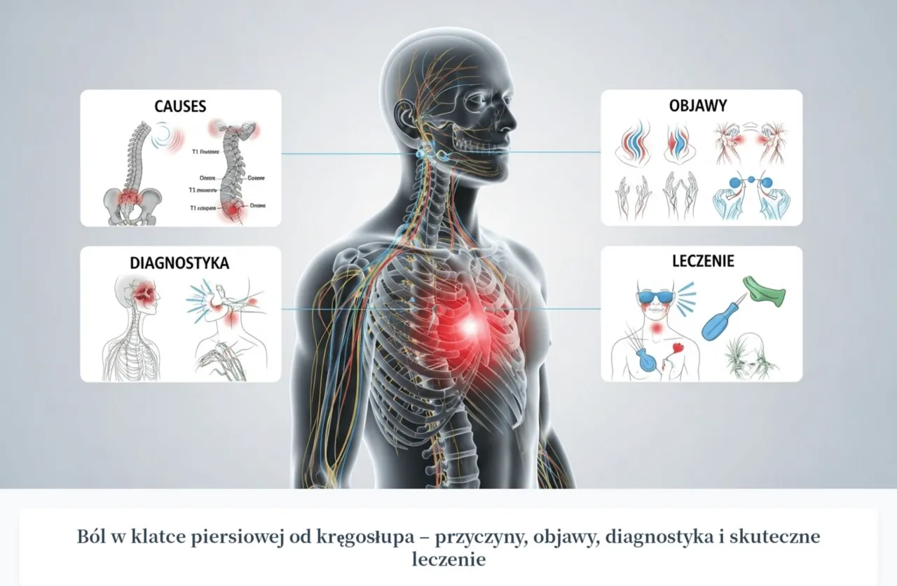 B&oacute;l w klatce piersiowej od kręgosłupa ilustracja