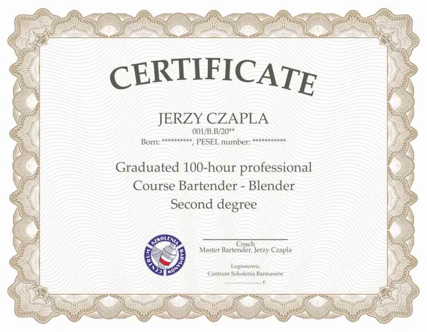 certyfikat barmański polski angielski