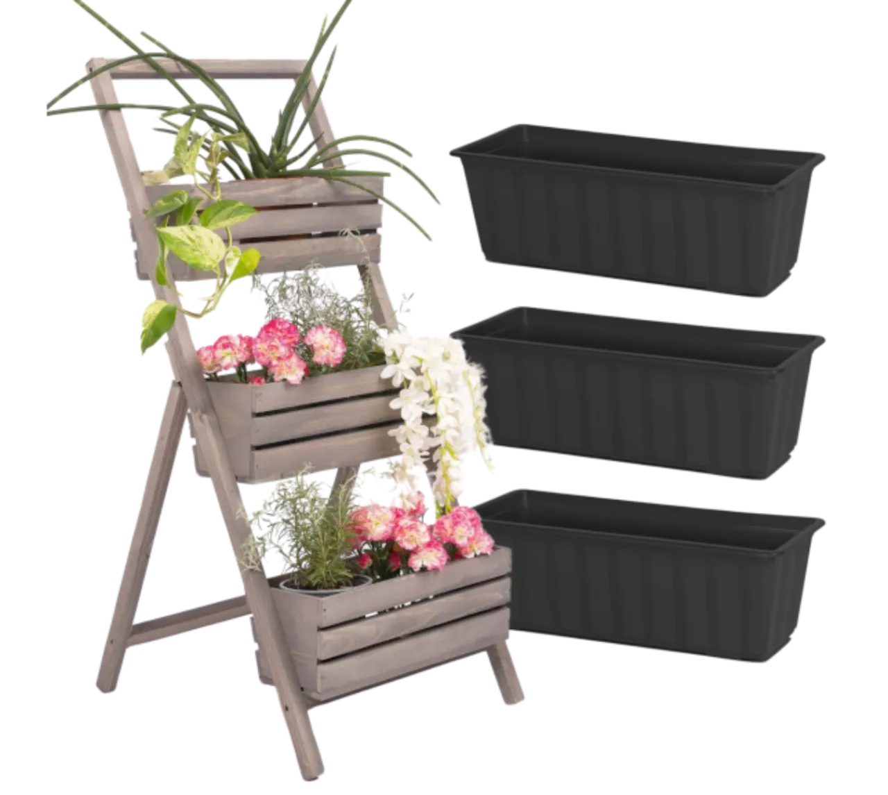 r&oacute;żne materiały na kwietnik kaskadowy