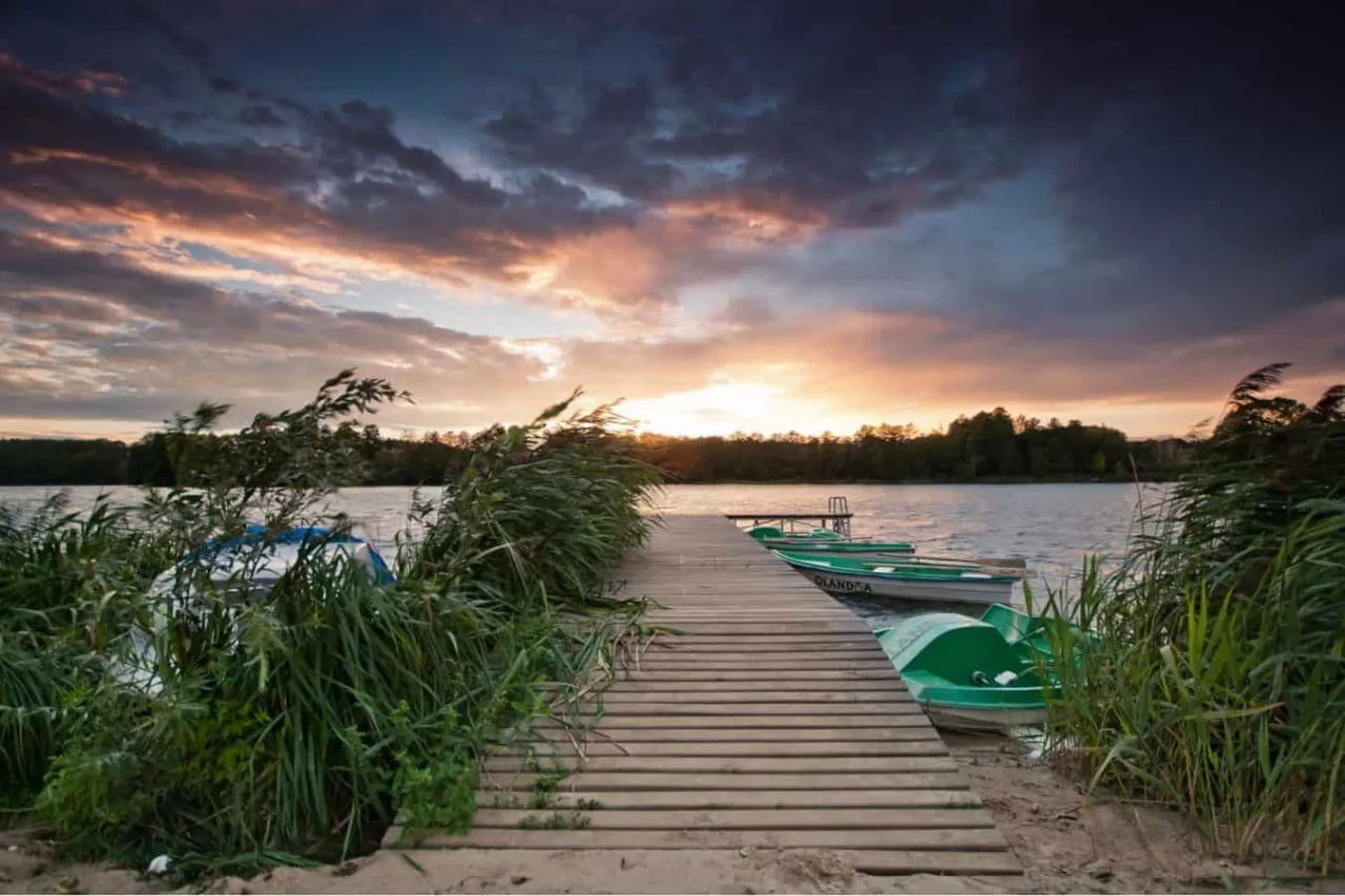 Wielkopolska jezioro wędkowanie zachód słońca