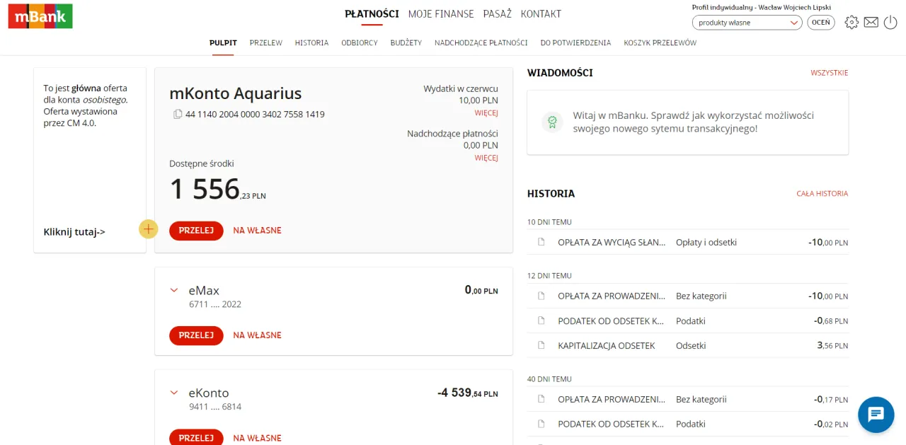 mBank serwis transakcyjny numer konta