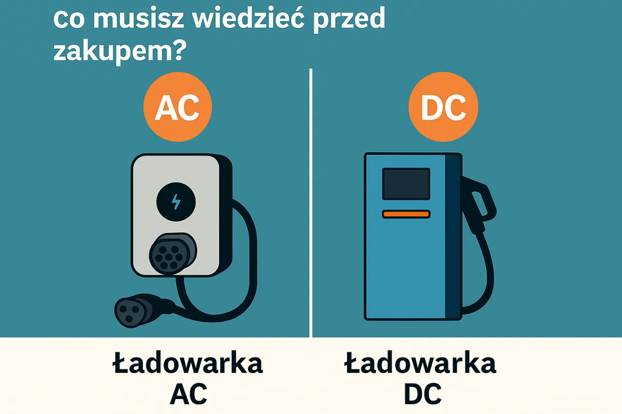 Ładowanie AC vs DC samochód elektryczny infografika