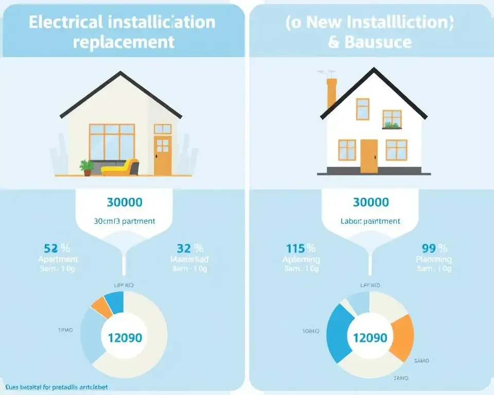 koszt wymiany elektryki w mieszkaniu kawalerka 2 pokoje 3 pokoje